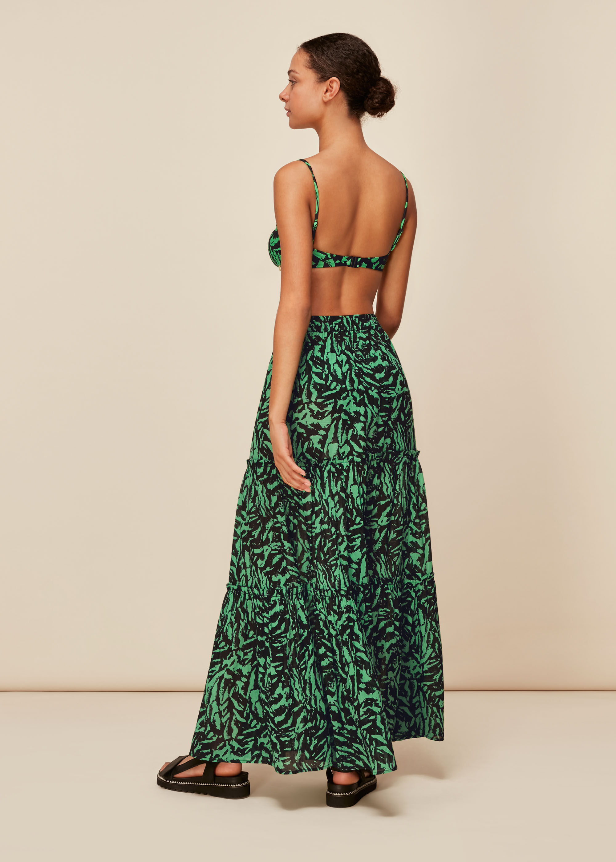 Green Multi Tiger Animal Print Beach Skirt WHISTLES