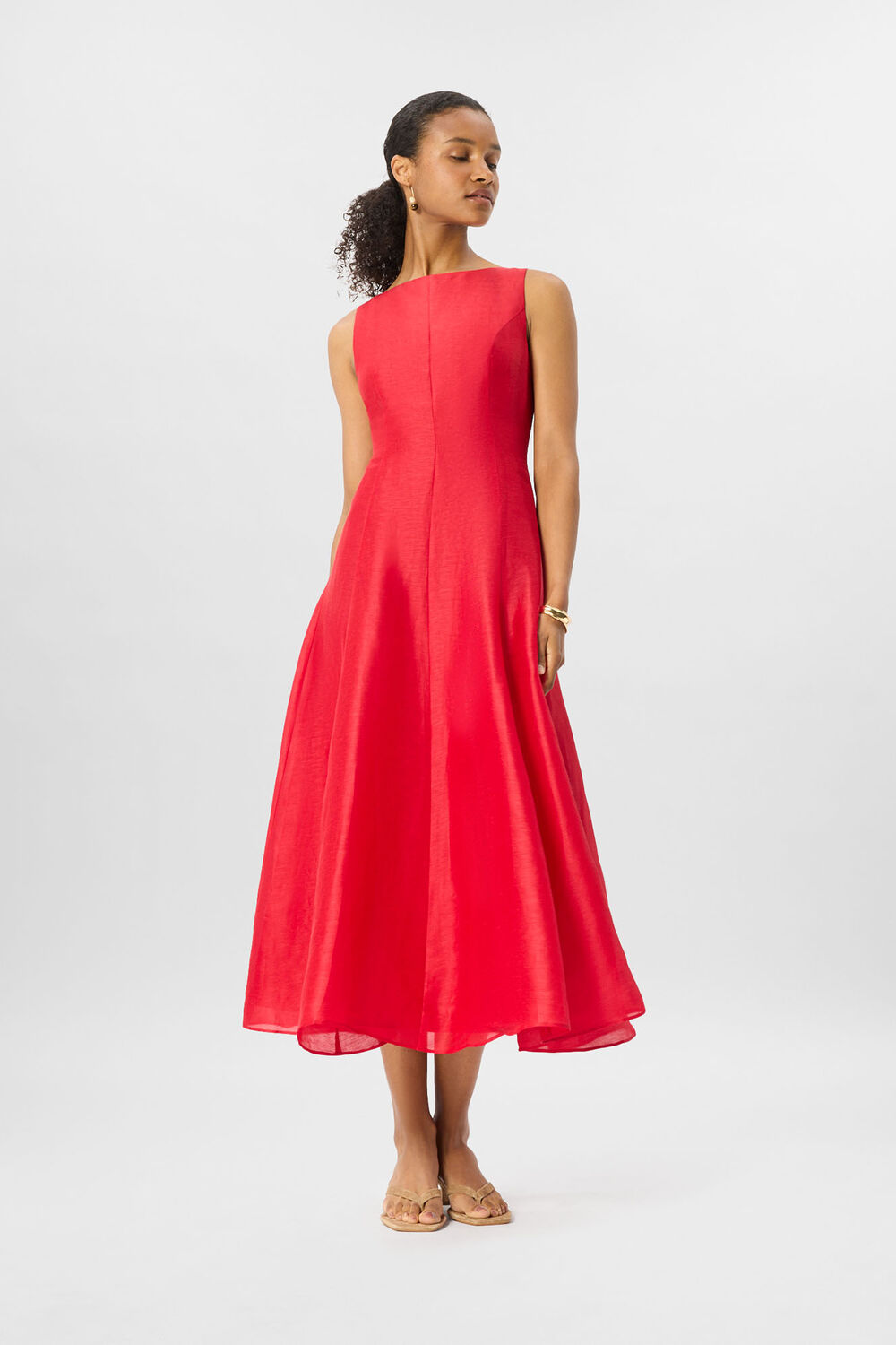 Red Silk Blend Occasion Maxi Dress