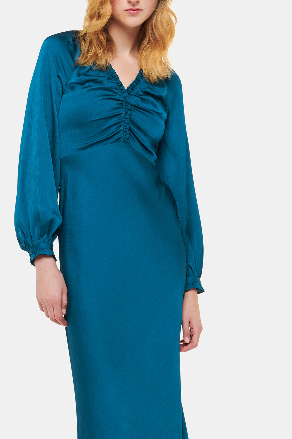 Teal Aurora Satin Midi Dress