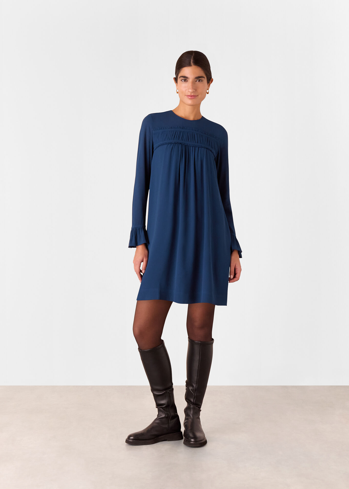 Blue Jemma Ruched Panel Mini Dress | WHISTLES | Whistles US |