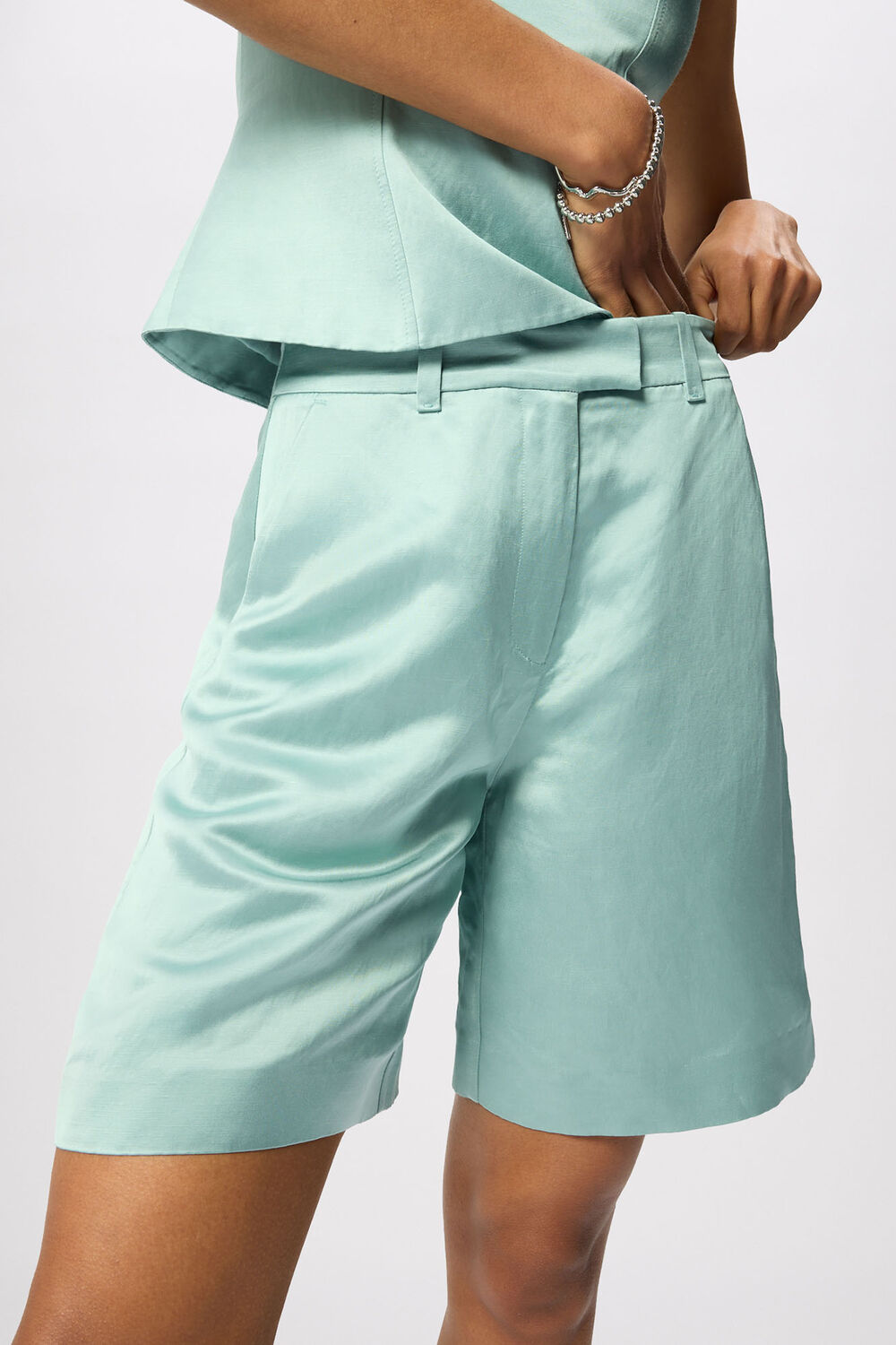 Pale Blue Satin Short