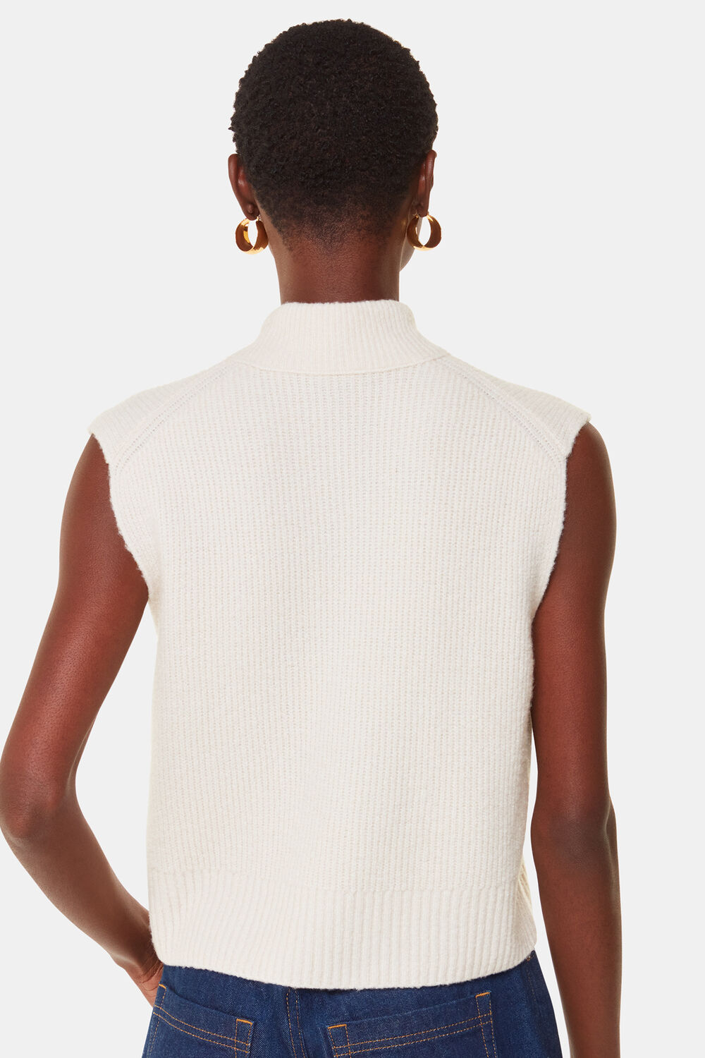 High V Neck Wool Mix Tank