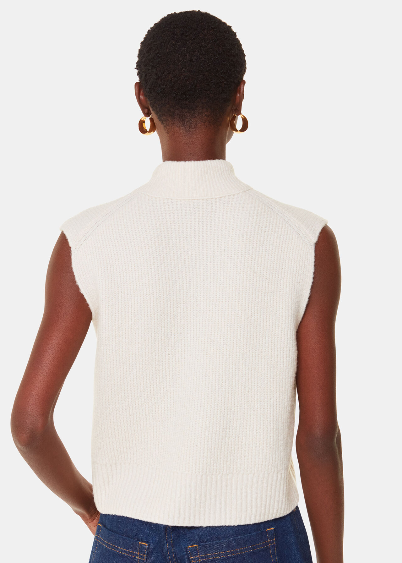 High V Neck Wool Mix Tank
