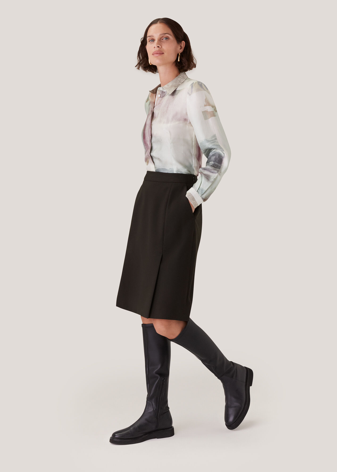 Ivory/Multi Wild Horse Print Silk Shirt | WHISTLES | Whistles UK |