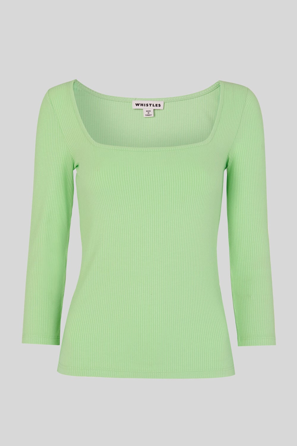 Square Neck Ribbed Top Lime