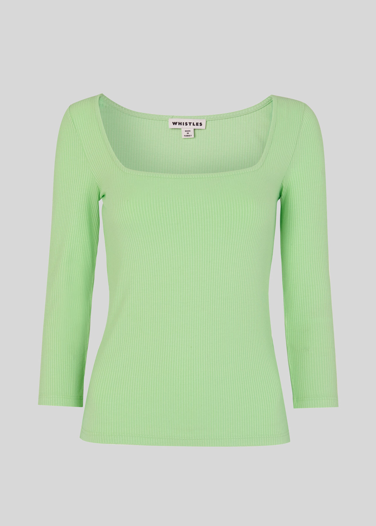 Square Neck Ribbed Top Lime