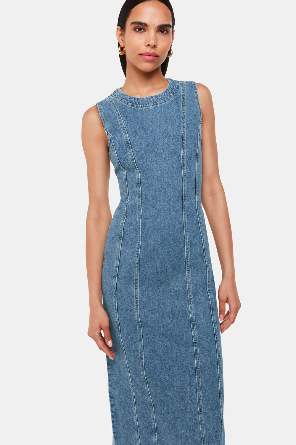 Sleeveless Denim Midi Dress