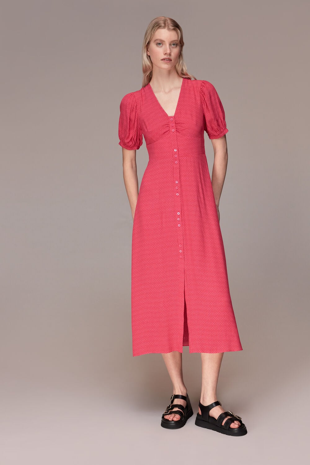 Labyrinth Geo Print Midi Dress