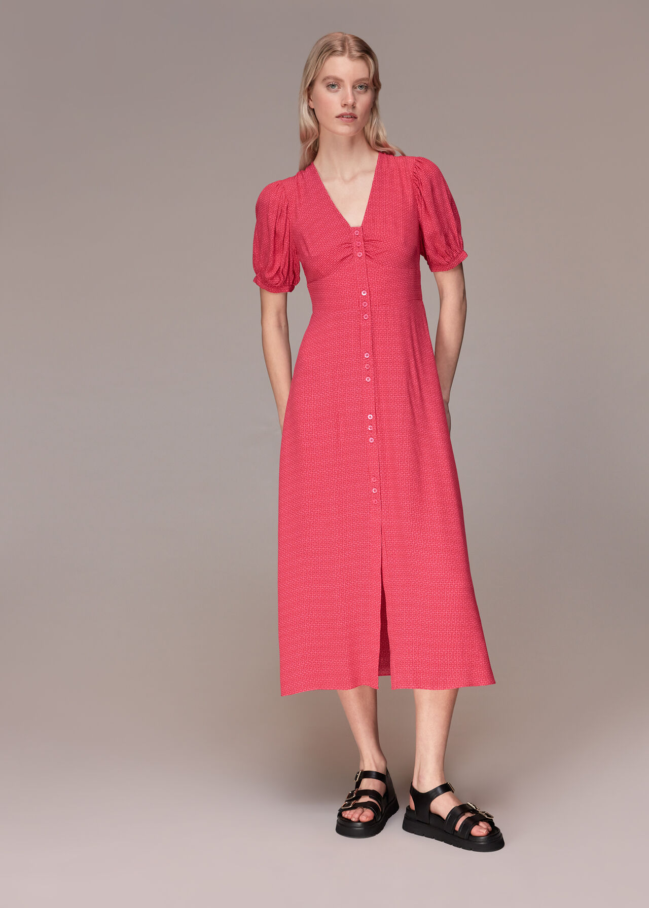Labyrinth Geo Print Midi Dress