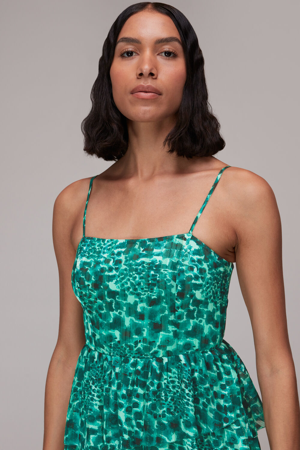 Green Watercolour Wildcat Tier Dress