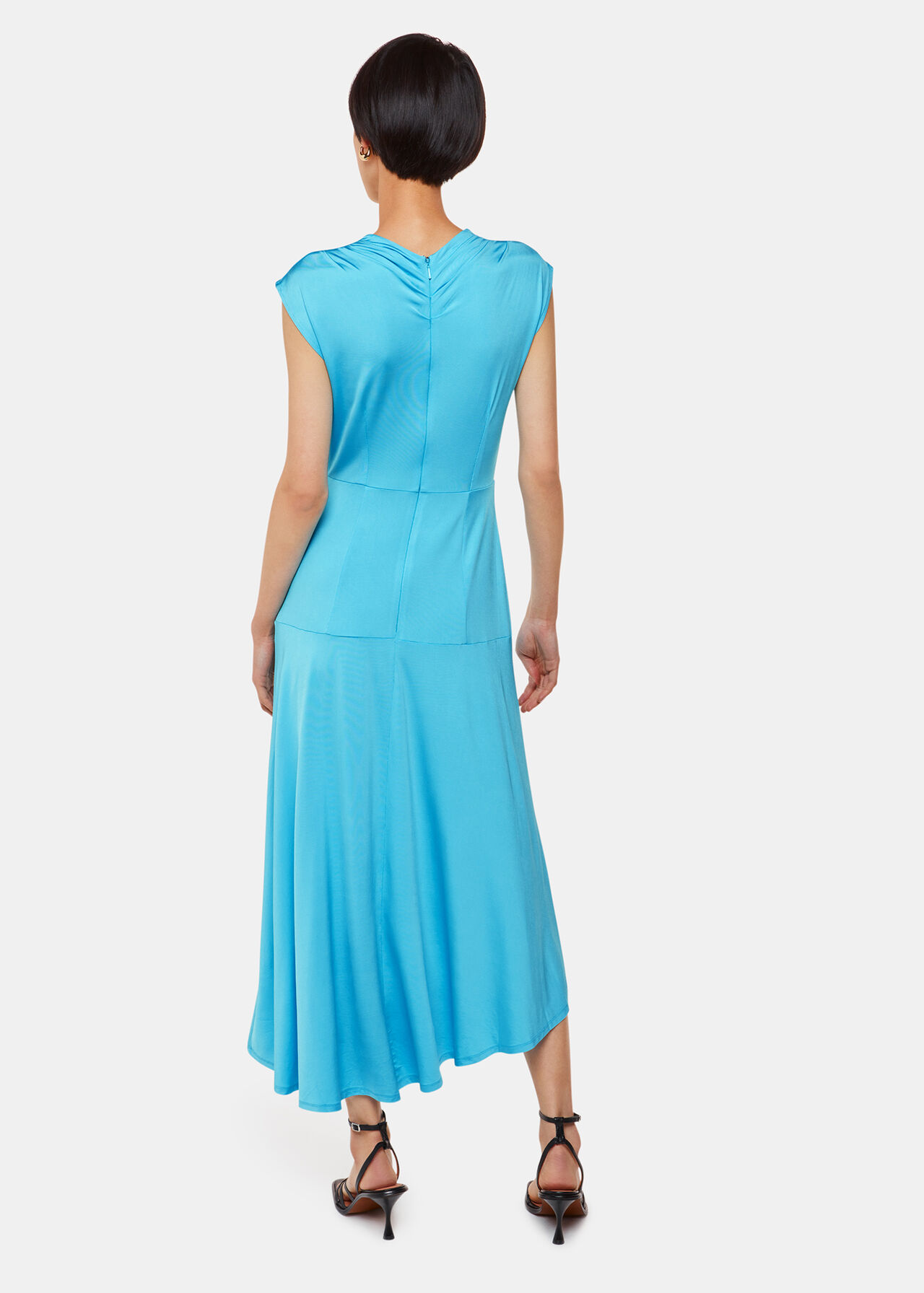 Turquoise Iris Asymmetric Jersey Dress WHISTLES Whistles US