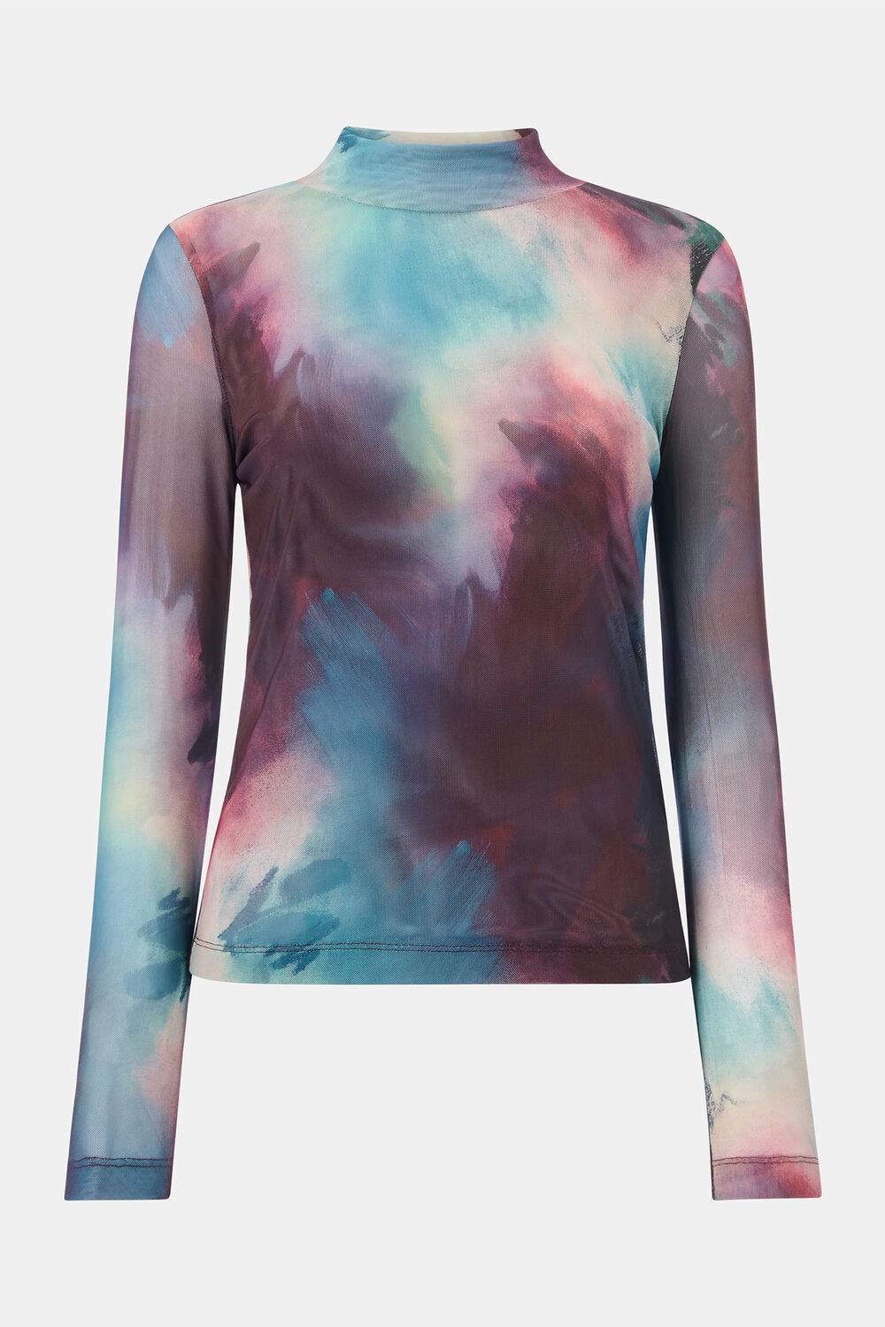 Oil Paint Print Mesh Top