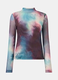 Oil Paint Print Mesh Top