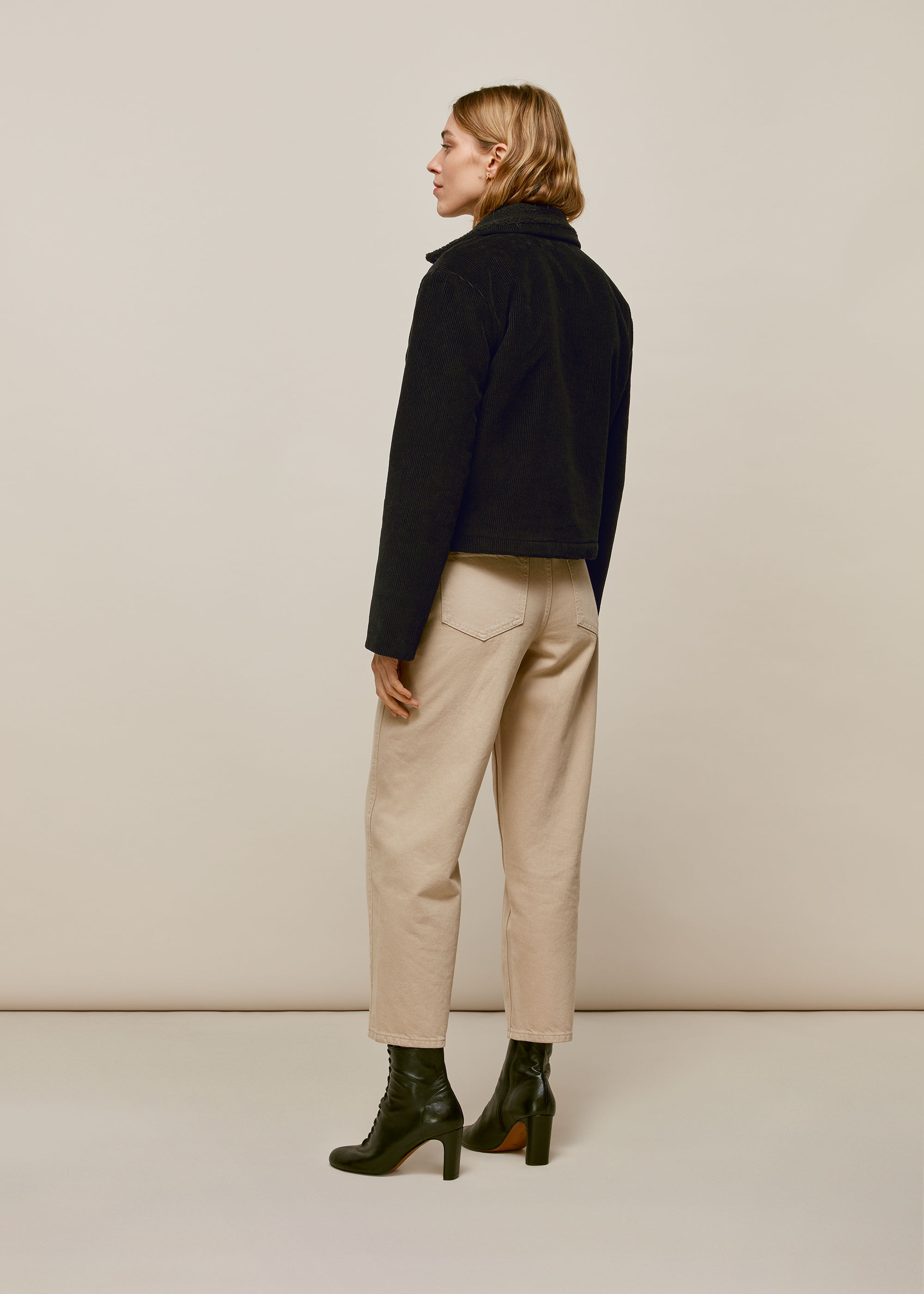 Black Utility Cord Borg Lined Jacket WHISTLES Whistles UK