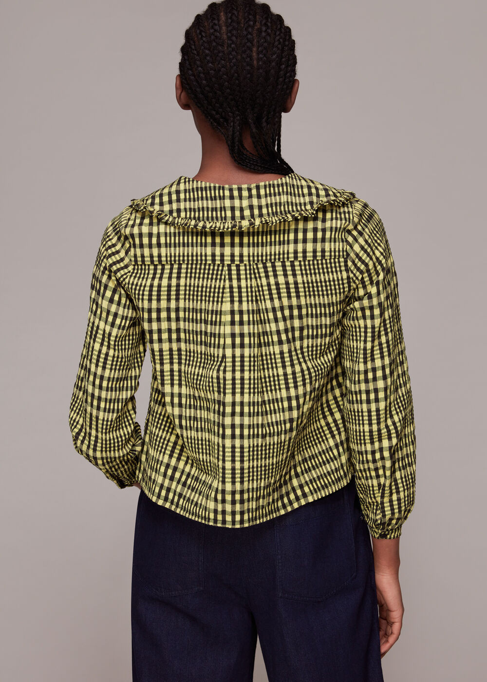 Masie Collar Detail Check Top