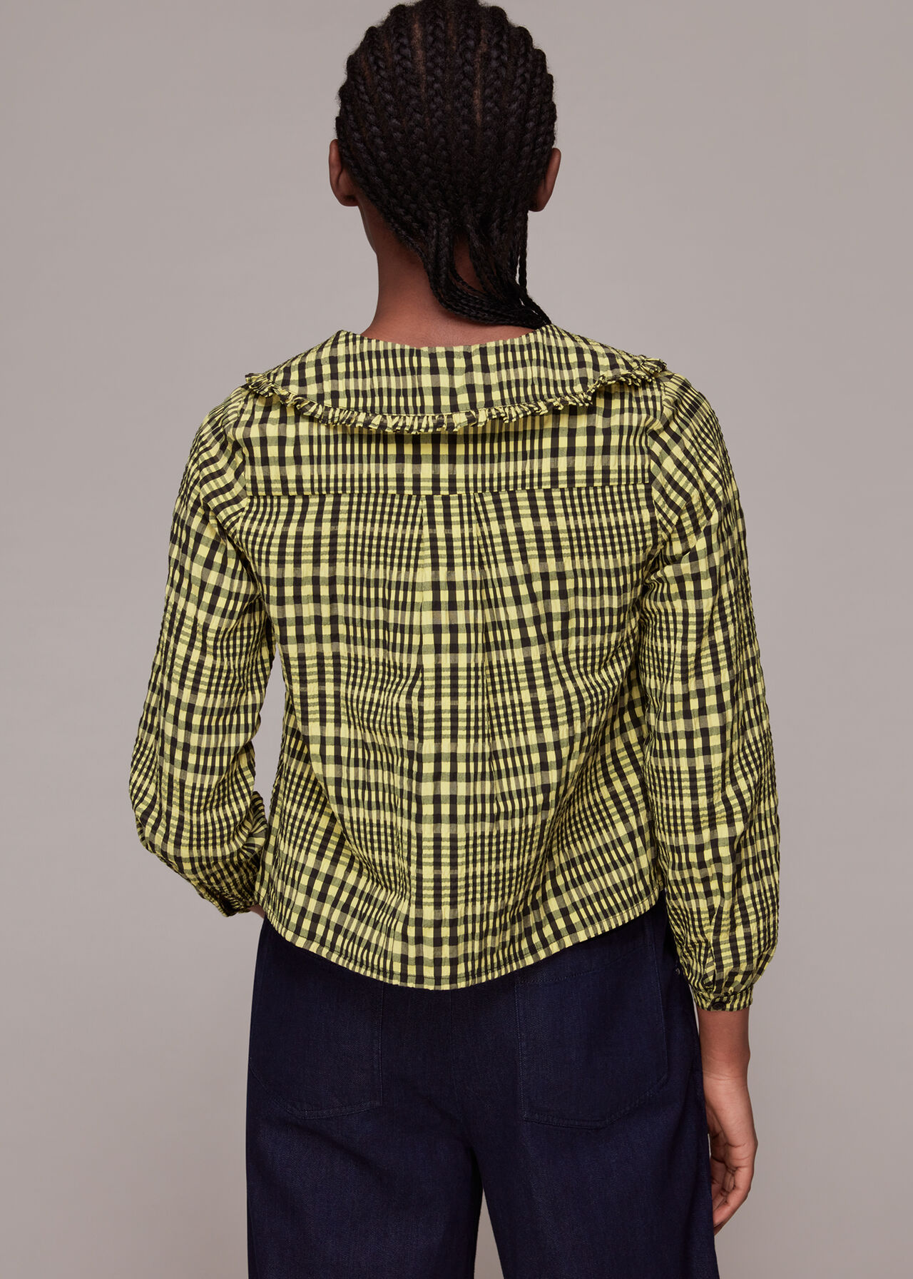 Masie Collar Detail Check Top