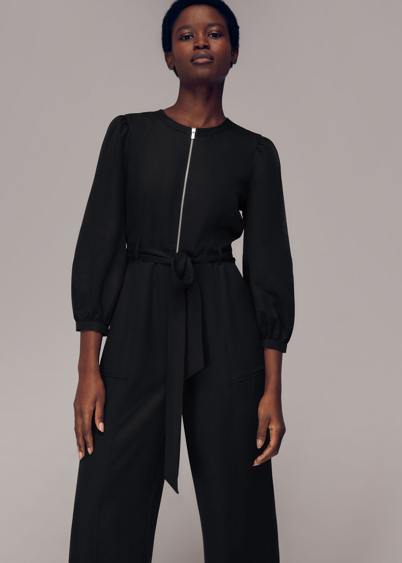vertalen Schema mengen Black Estelle Zip Front Jumpsuit | WHISTLES 