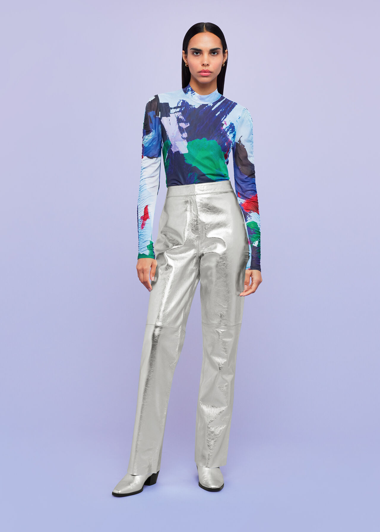 Brushmark Seam Detail Mesh Top