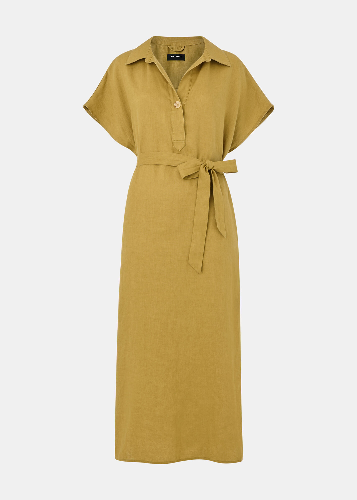 Olive Maddie Linen Shirt Dress | WHISTLES | Whistles US |