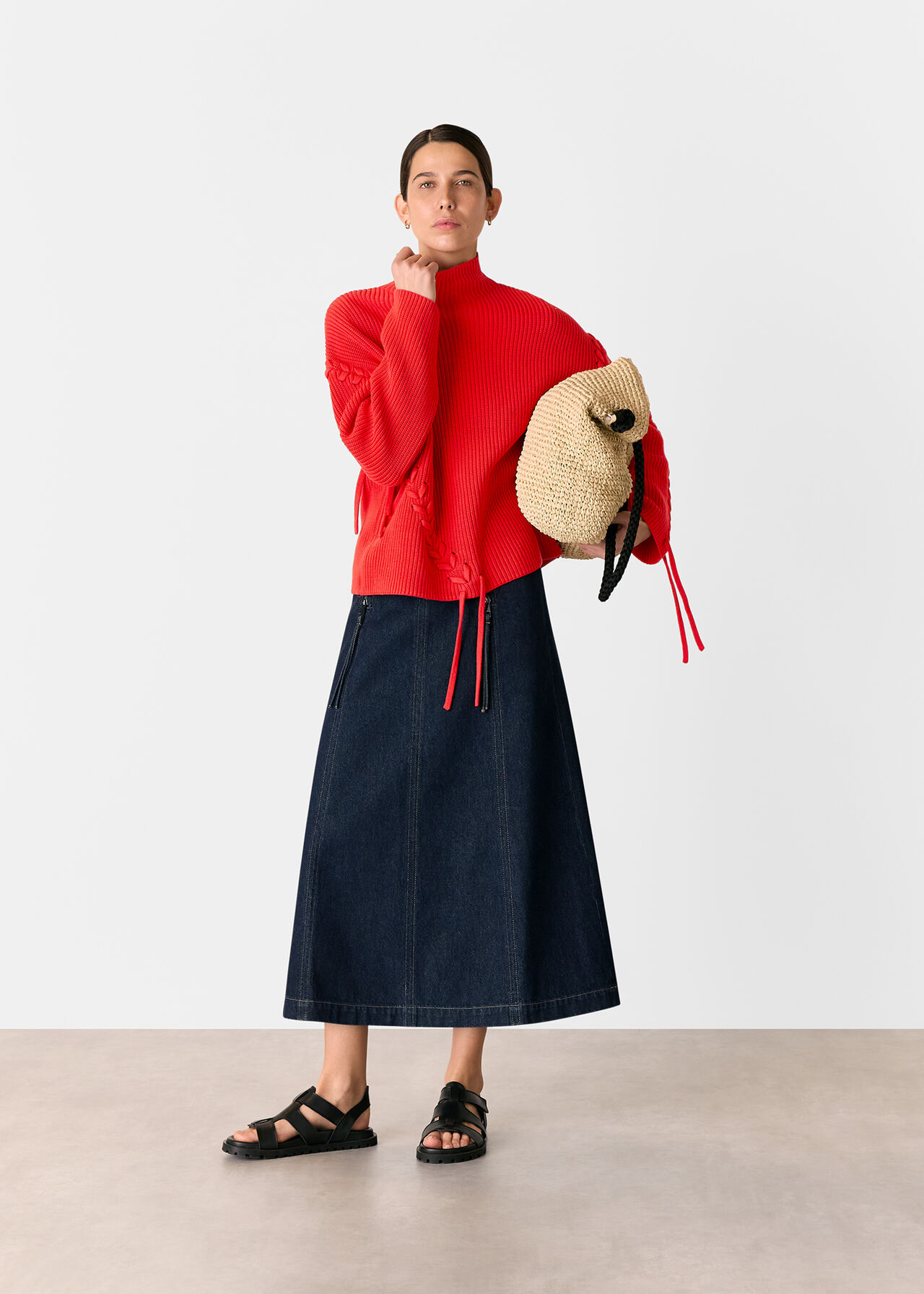 Lacing Detail Rib Sweater