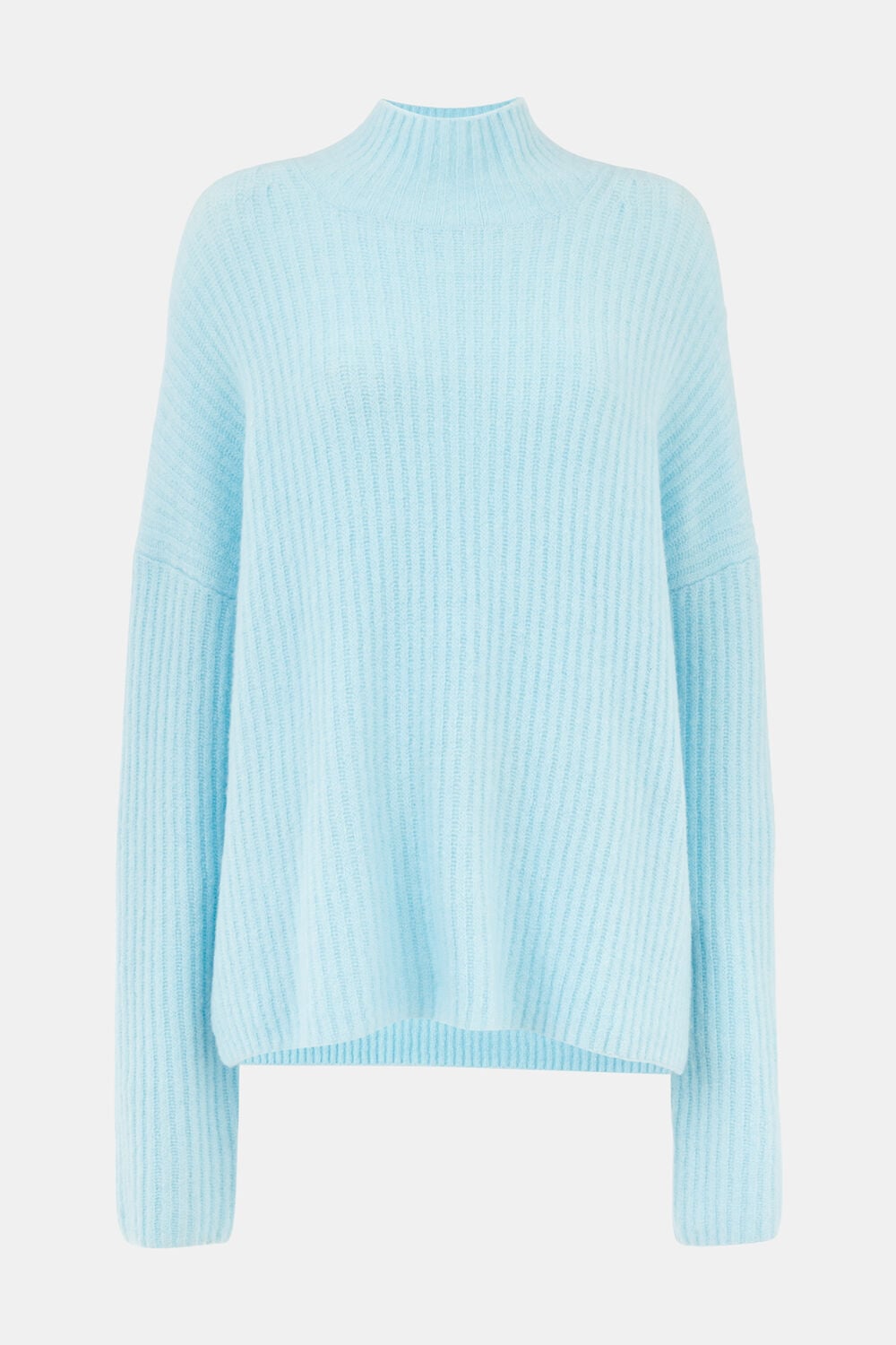 Wool Mix Rib Funnel Neck