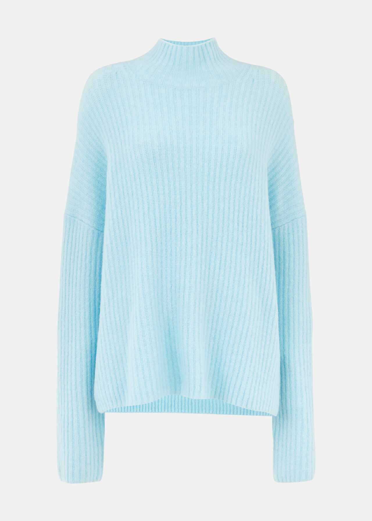 Wool Mix Rib Funnel Neck