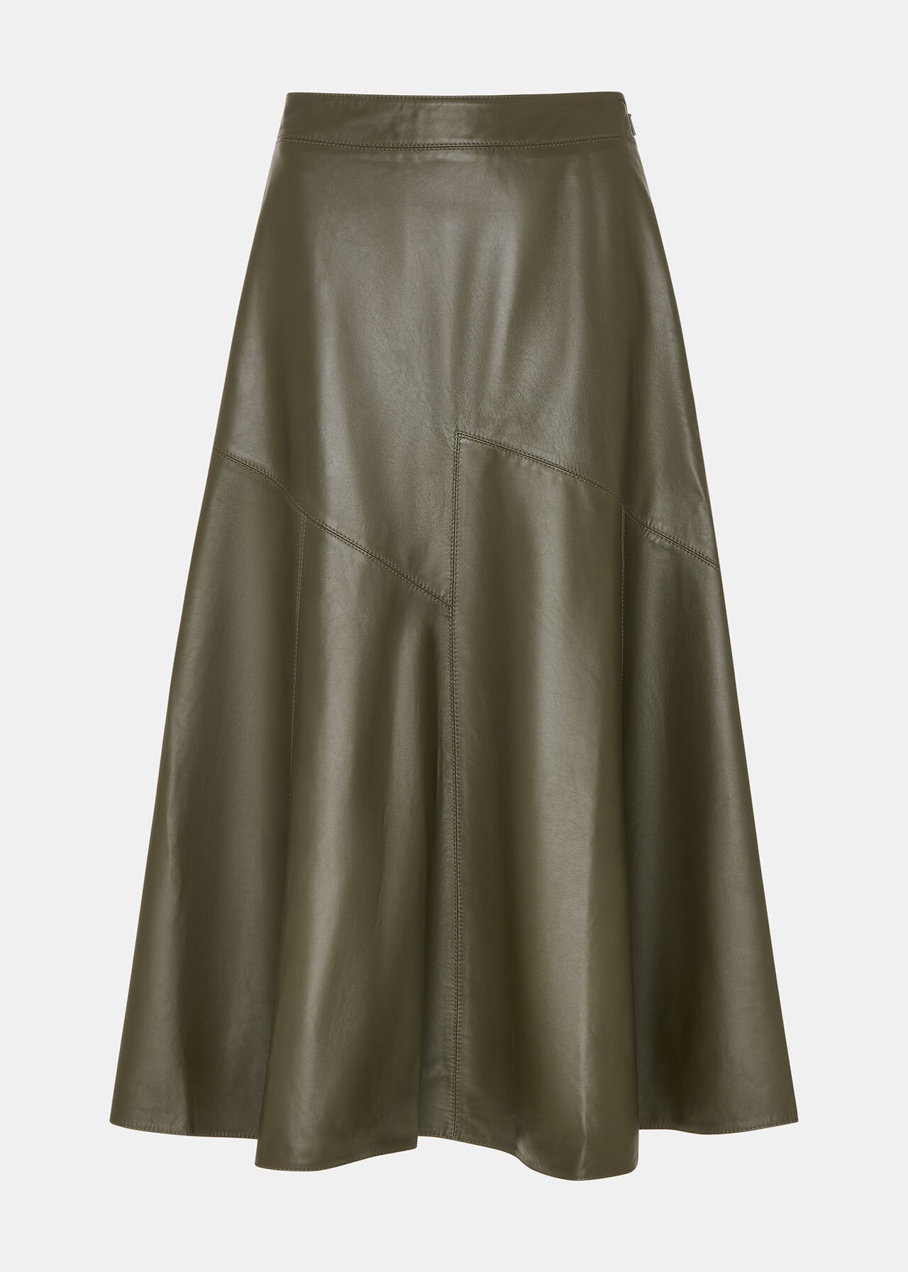 Zig Zag Panel Leather Skirt