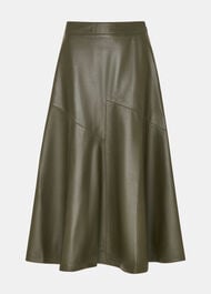Zig Zag Panel Leather Skirt