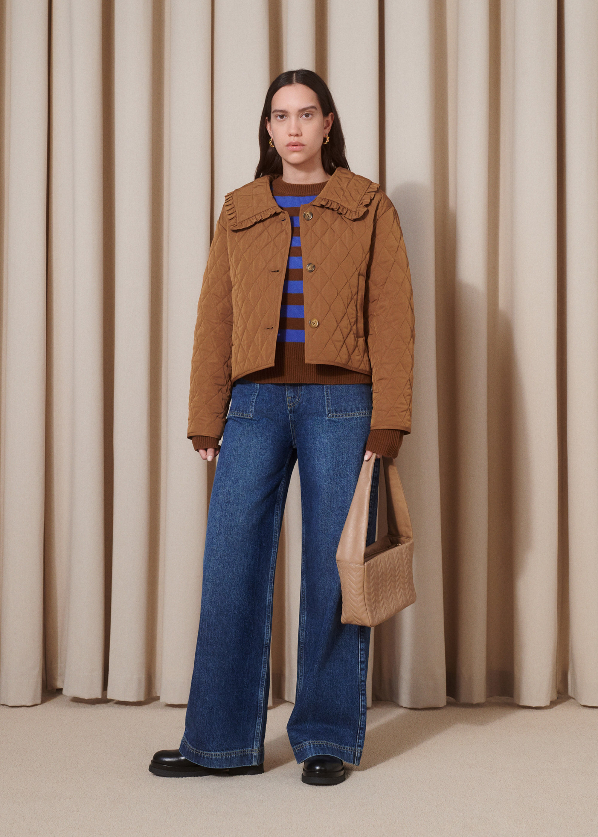 Tobacco Collar Detail Quilted Jacket | WHISTLES | Whistles US |