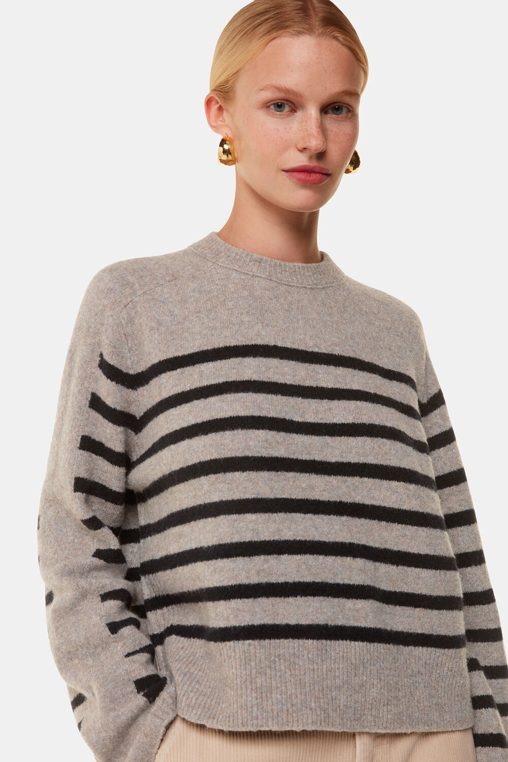 Wool Mix Stripe Contrast Knit