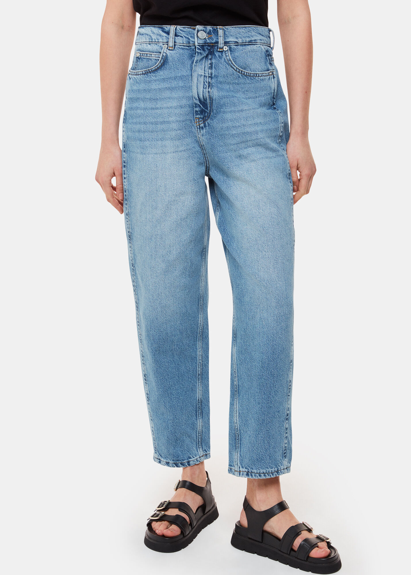 Light Wash High-Waisted Barrel Leg Jeans | Whistles Light Wash High-Waisted Barrel Leg Jeans | Whistles