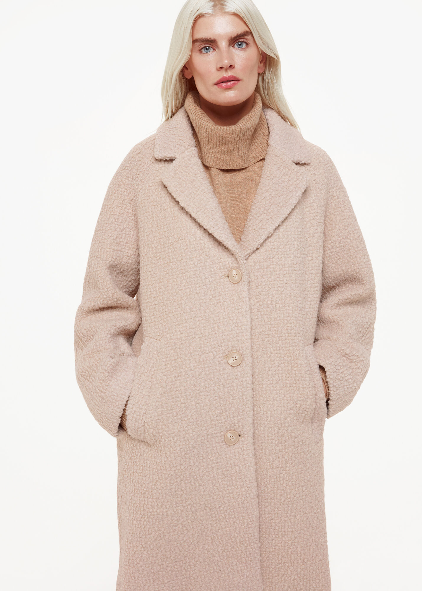 Oatmeal Anita Wool Boucle Coat WHISTLES Whistles US