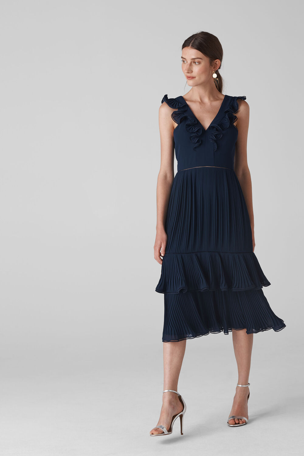 Florella Pleated Dress Navy