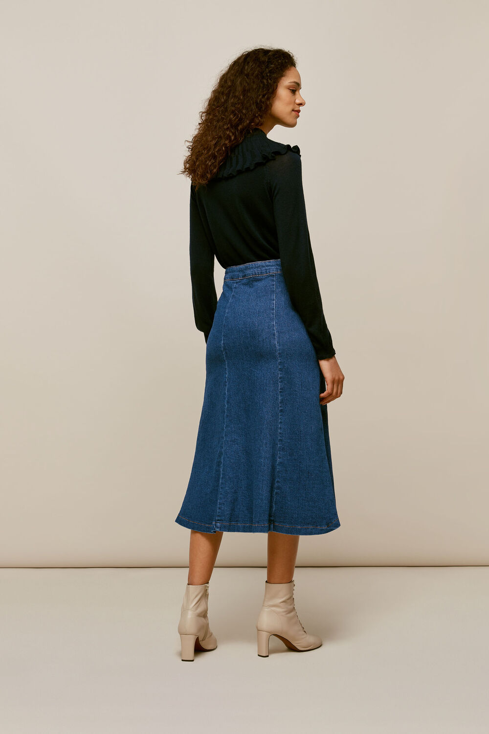 Denim Button Through Skirt Denim