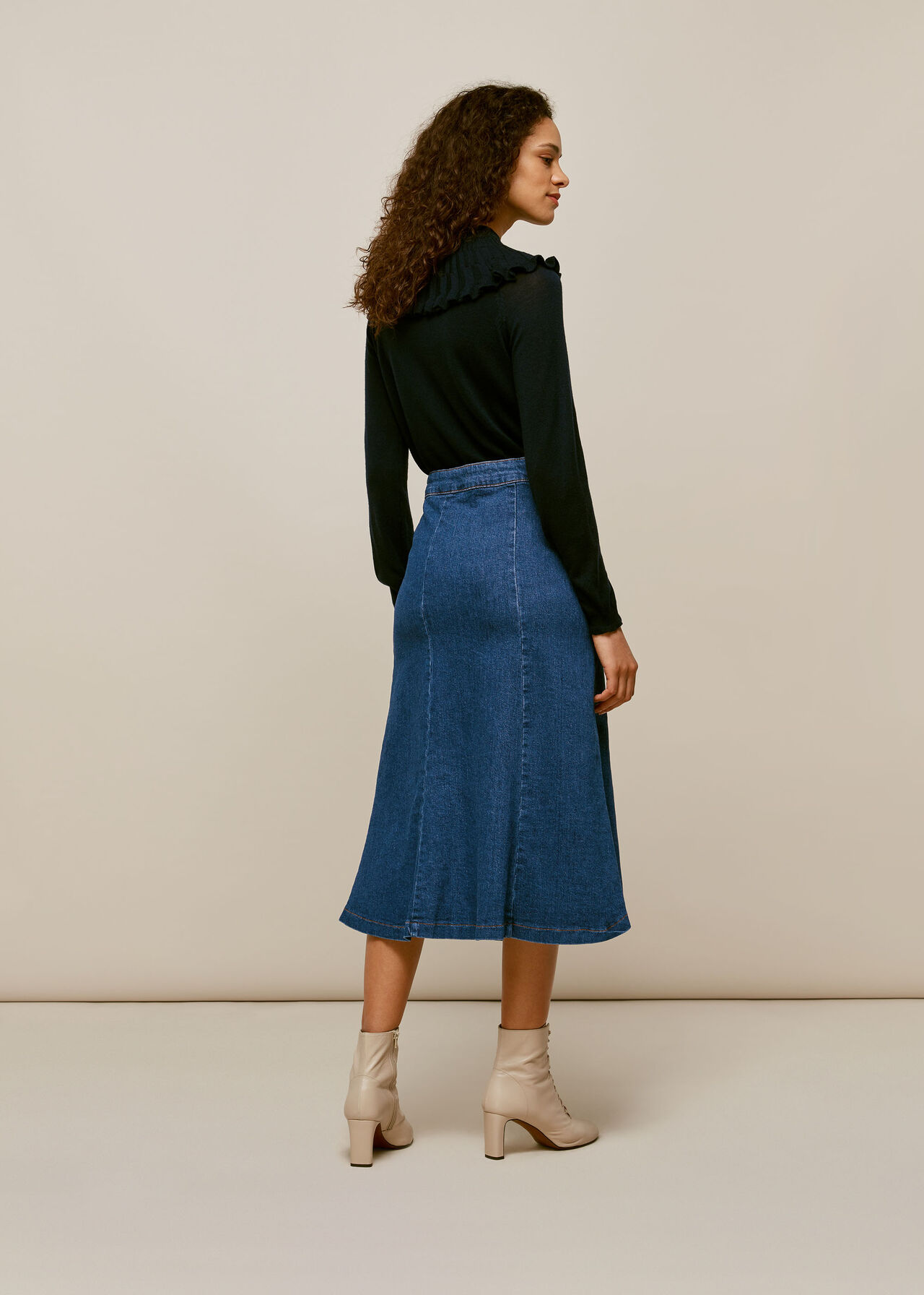 Denim Button Through Skirt Denim