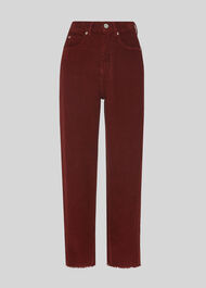 High Waist Cord Barrel Jean Rust