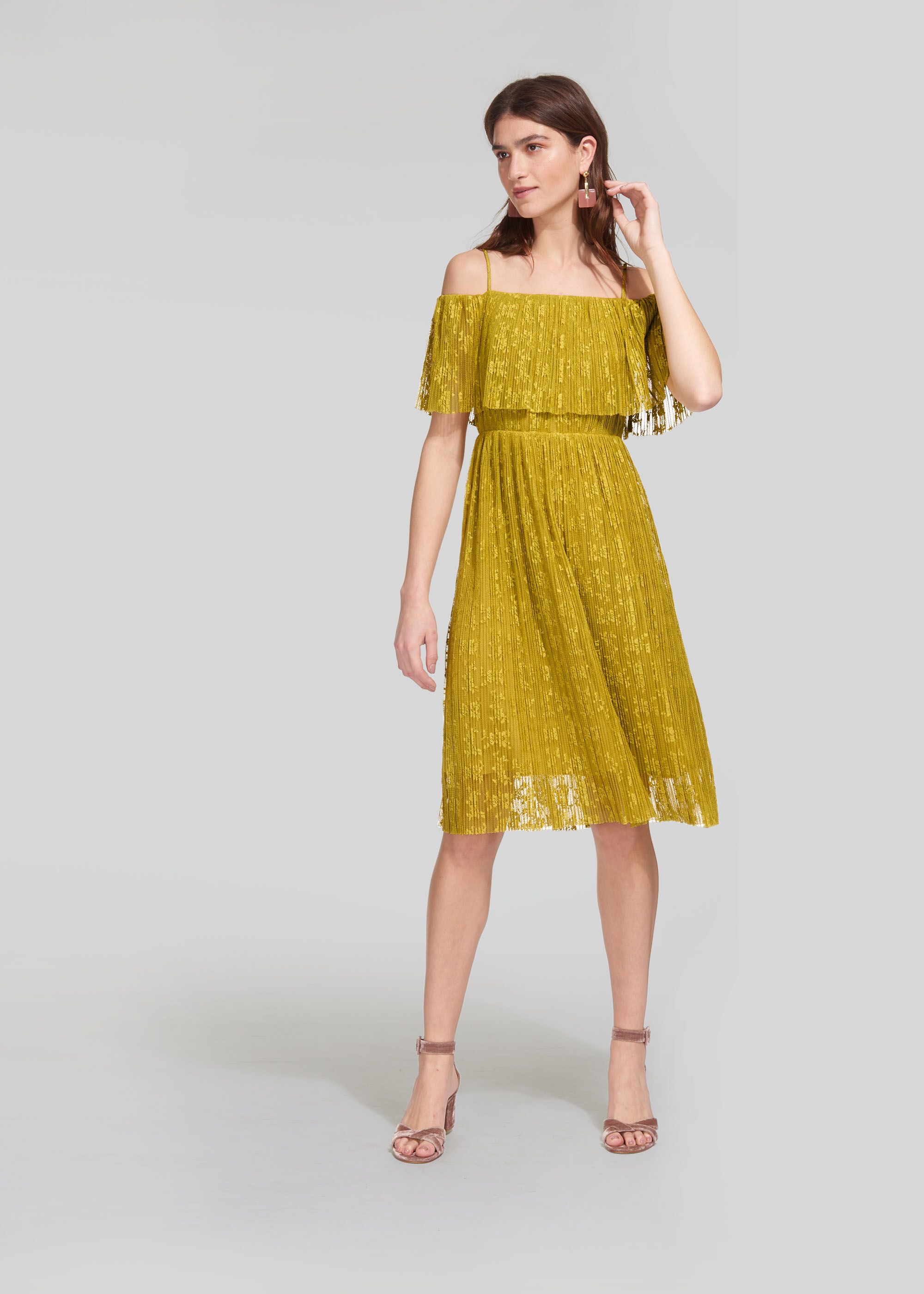 Yellow off the shop shoulder dress