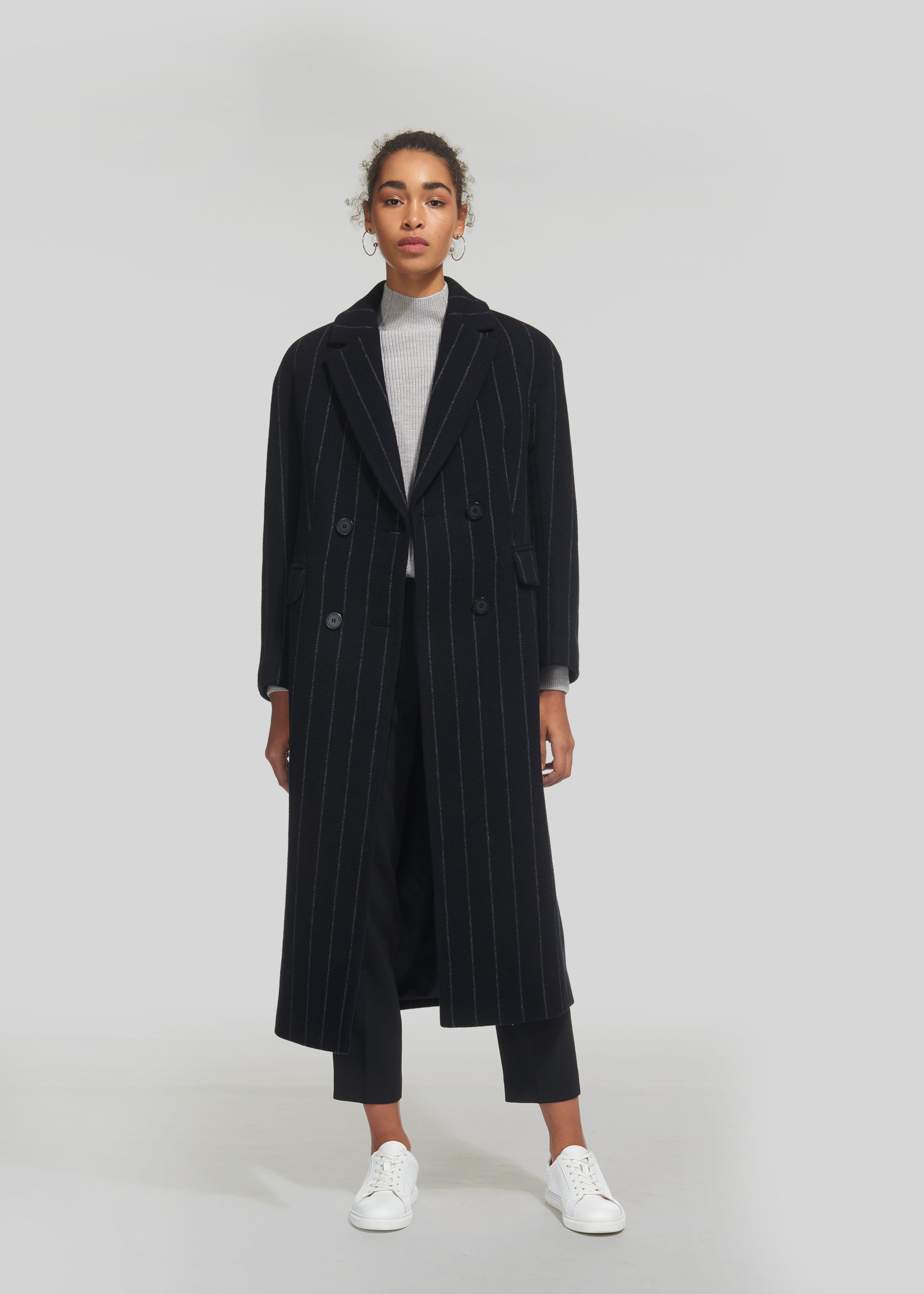 Striped overcoat hotsell