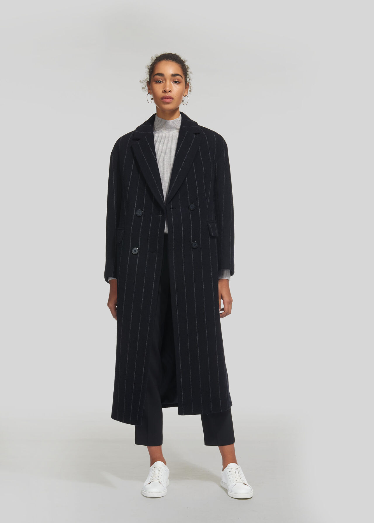 Stripe Double Breasted Coat