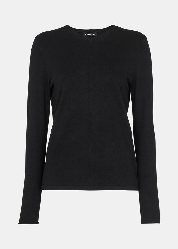 Black Mila V Neck Knit