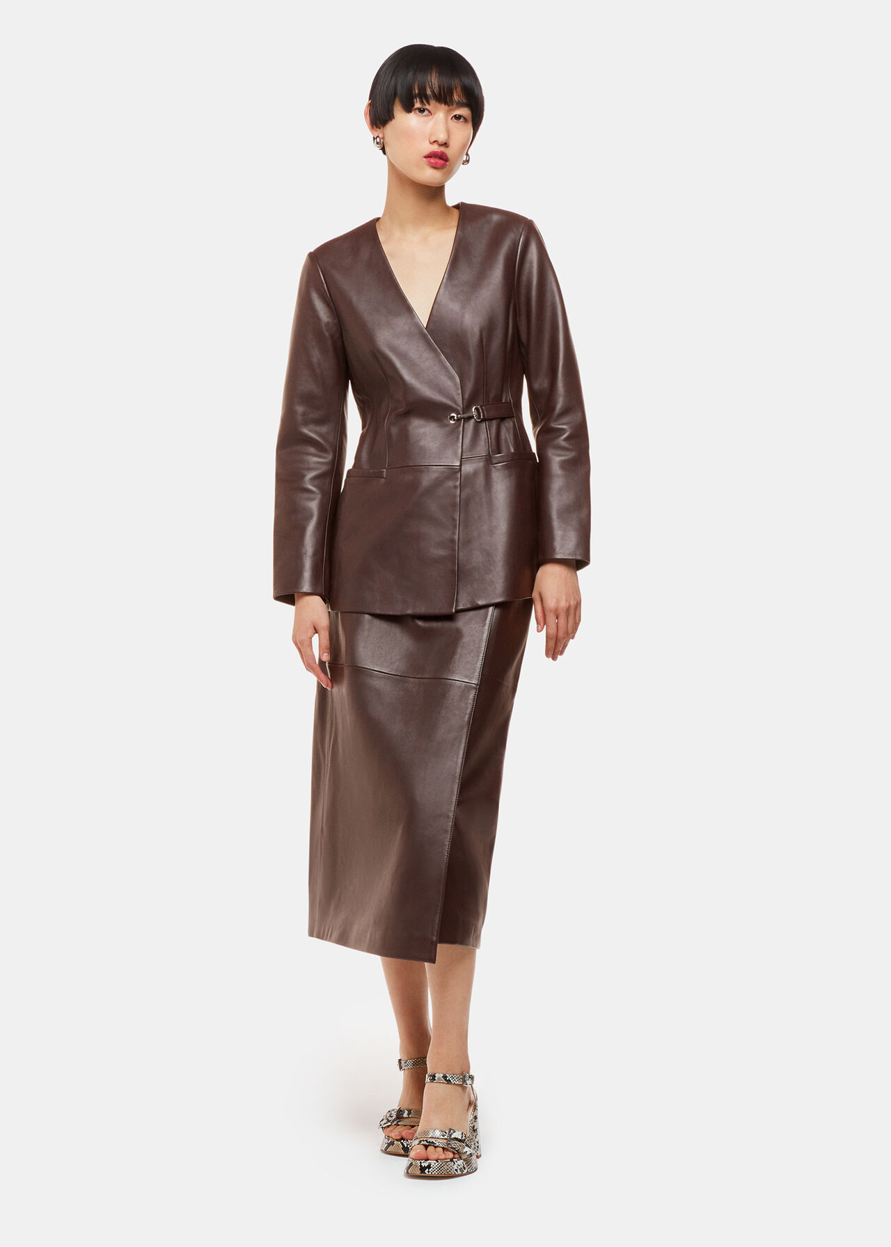 Josie Wrap Leather Blazer