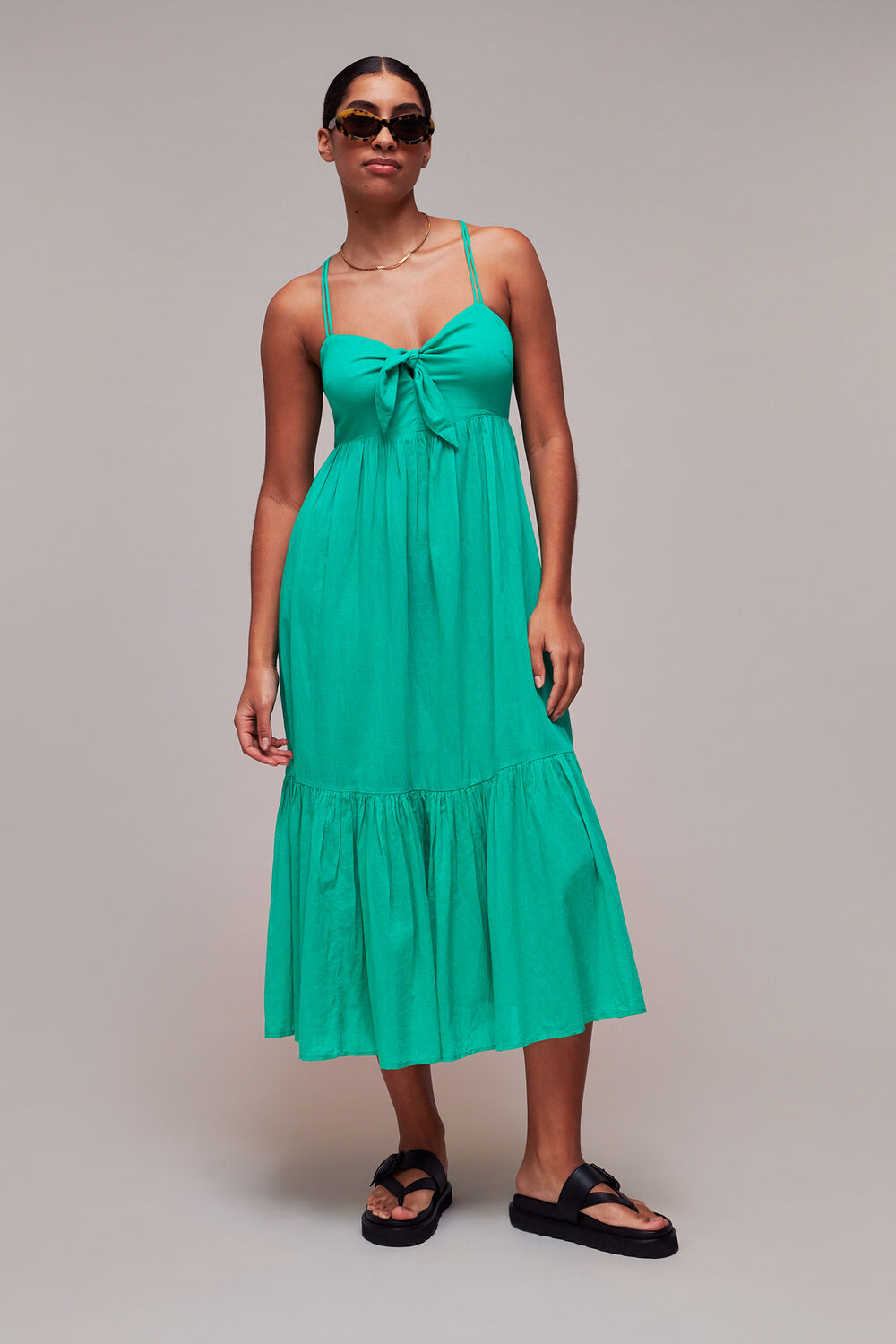 Green Tie Beach Dress