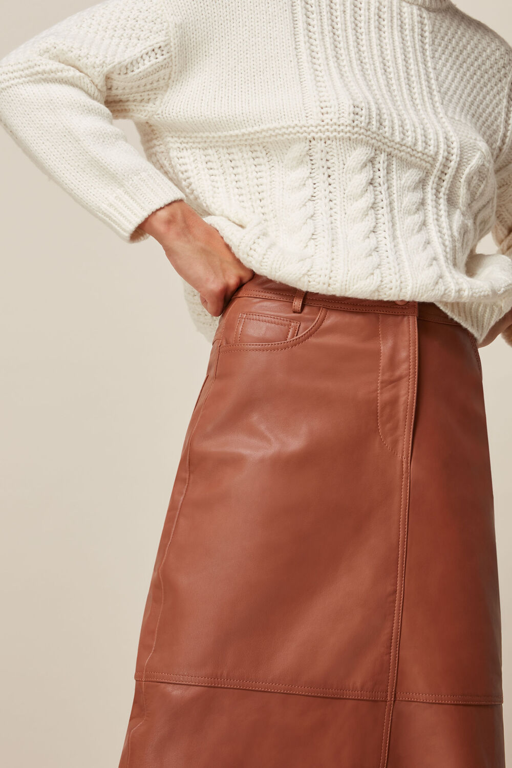 Panelled Leather Skirt