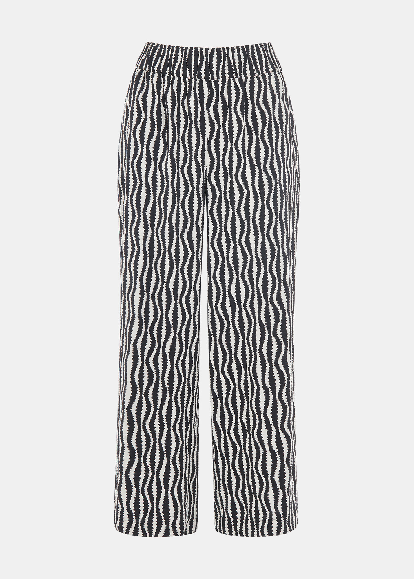 Black and white cropped trousers discount