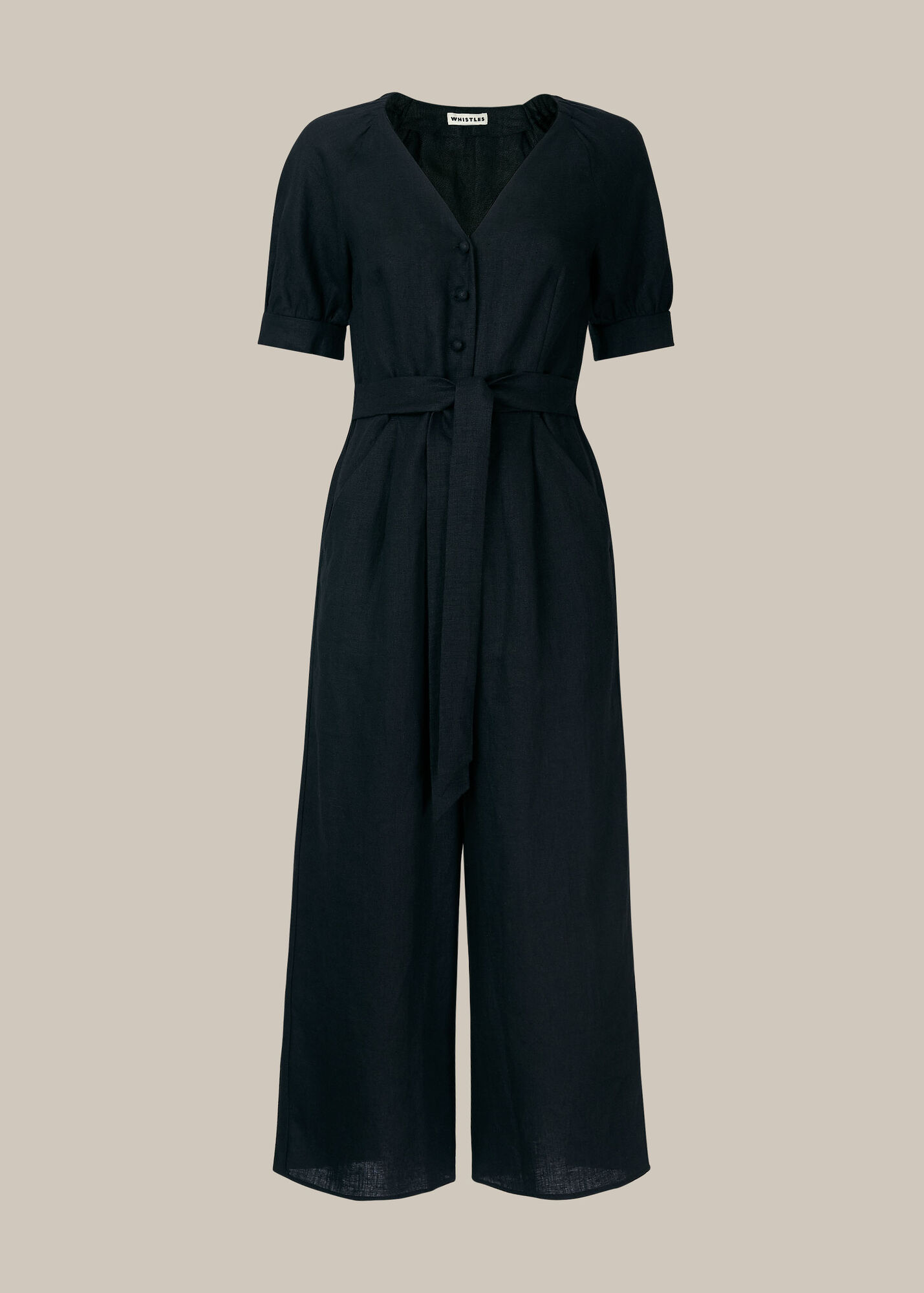Black Nora Linen Jumpsuit WHISTLES