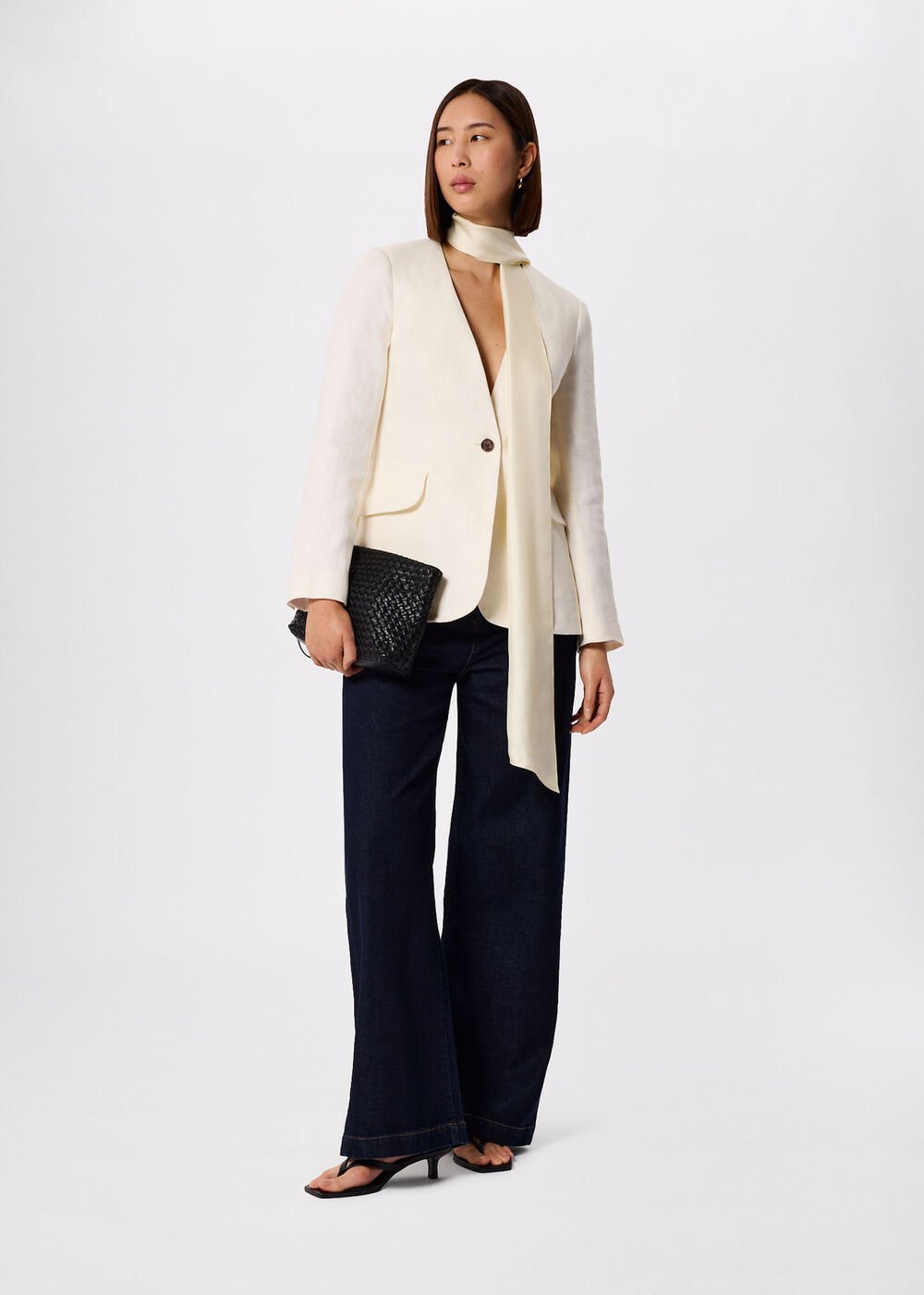 Collarless Linen Blazer