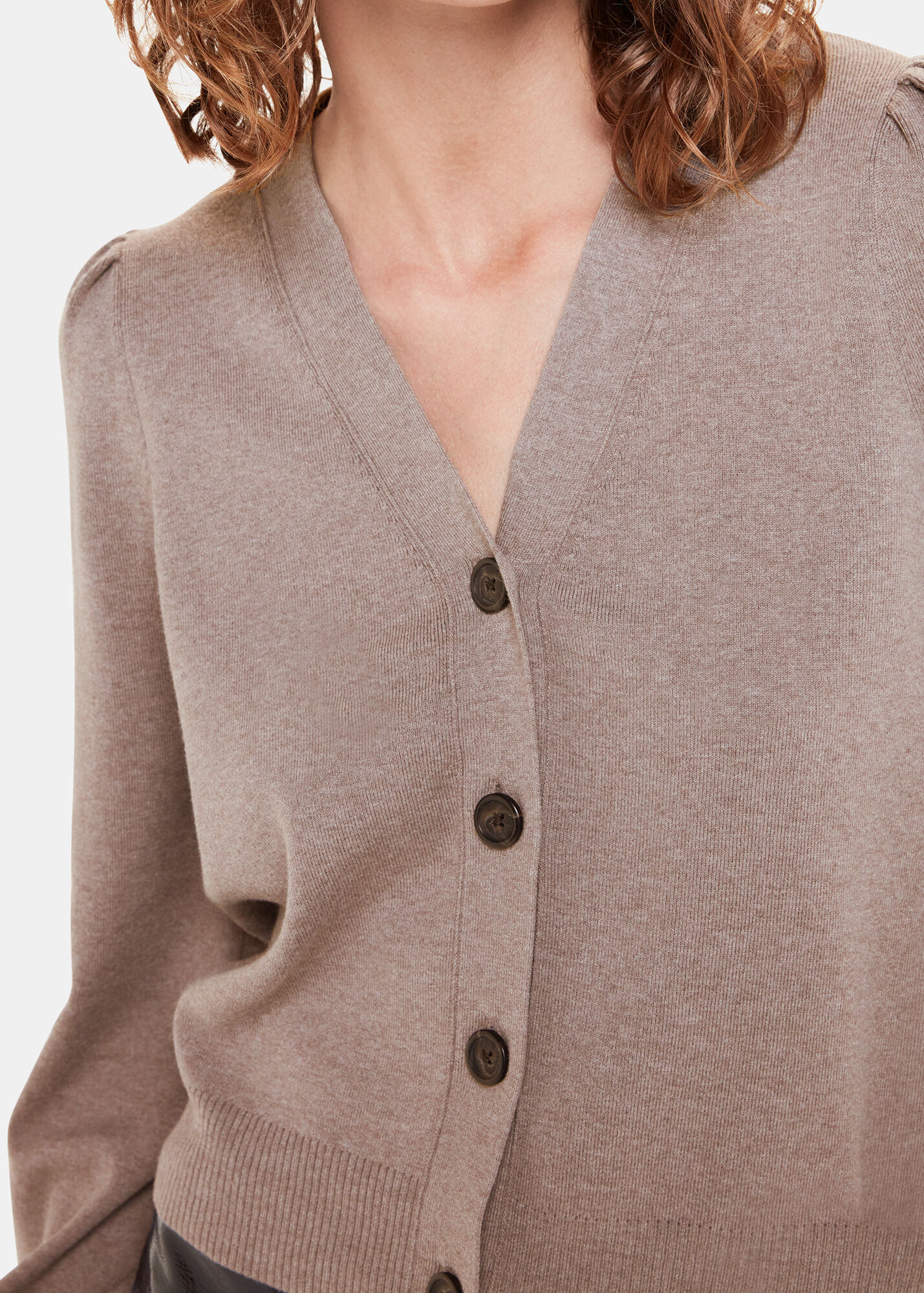 Neutral Puff Sleeve Cardigan WHISTLES Whistles UK