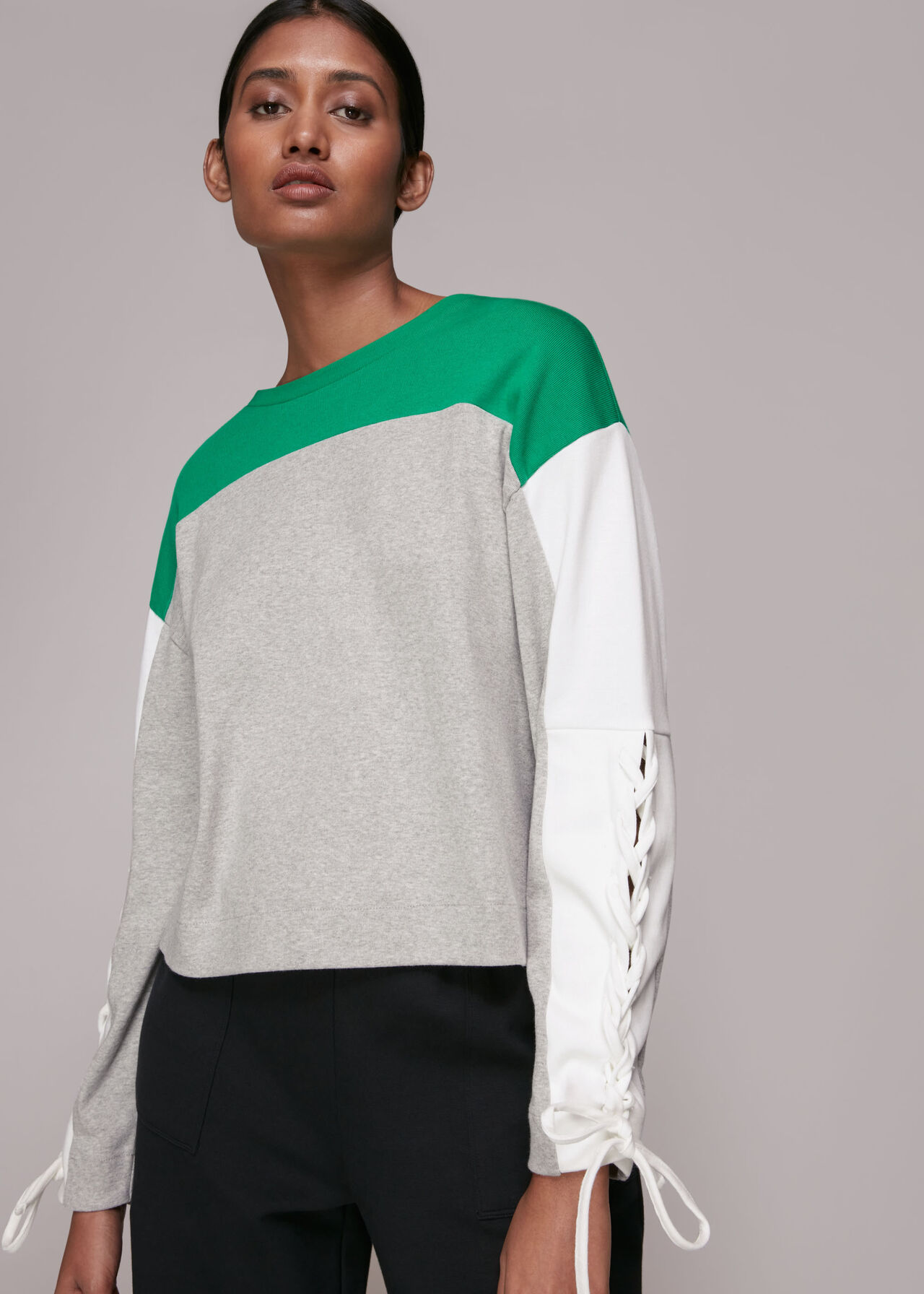 Multicolour Tie Sleeve Colourblock Sweat | WHISTLES | Whistles