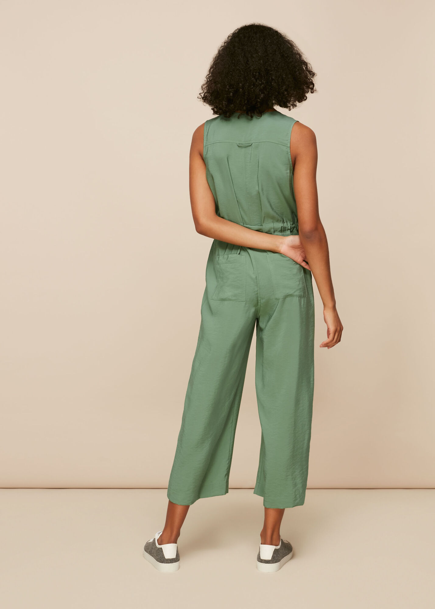 Green Corey Zip Casual Jumpsuit WHISTLES