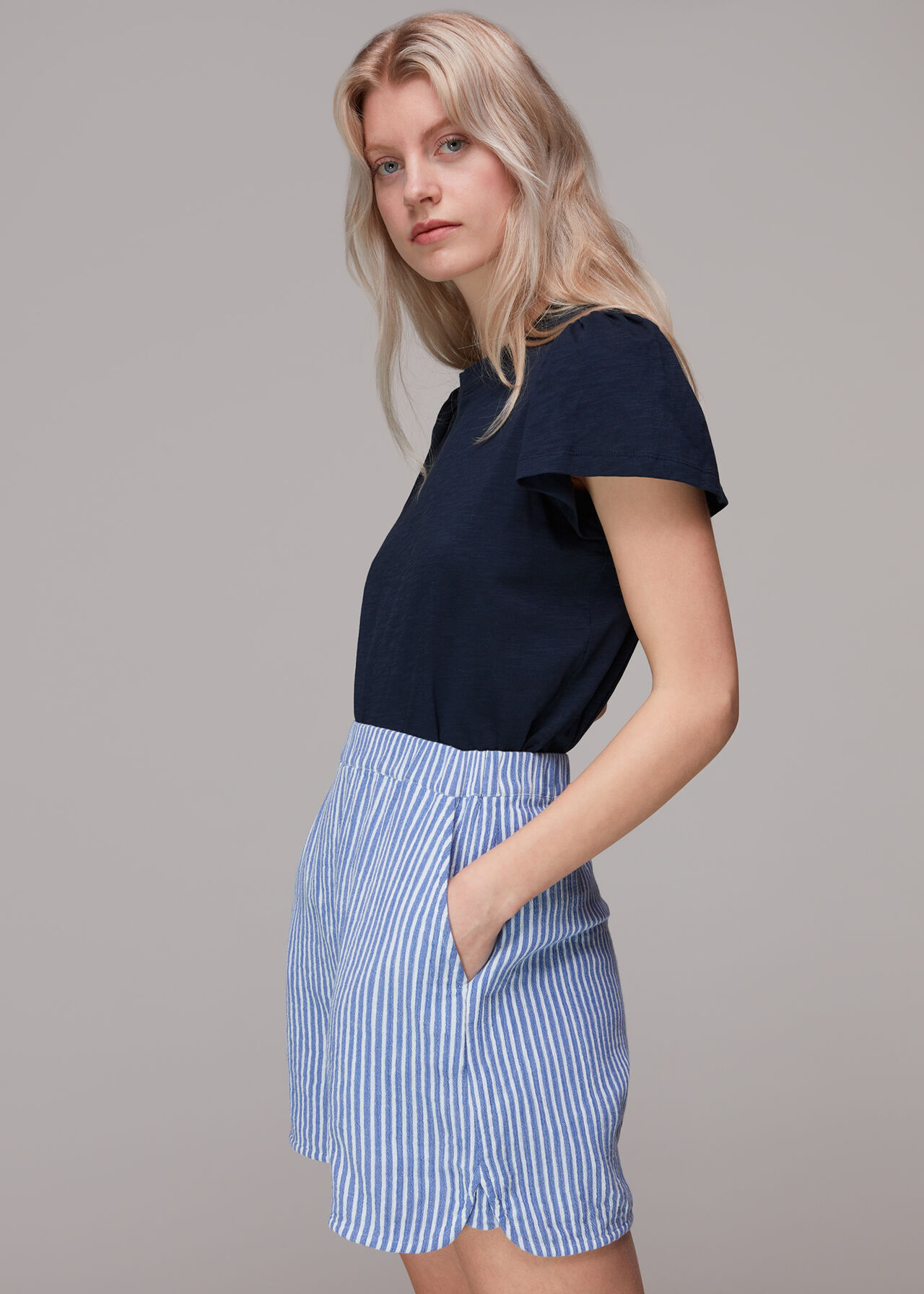 Cotton Frill Sleeve T Shirt